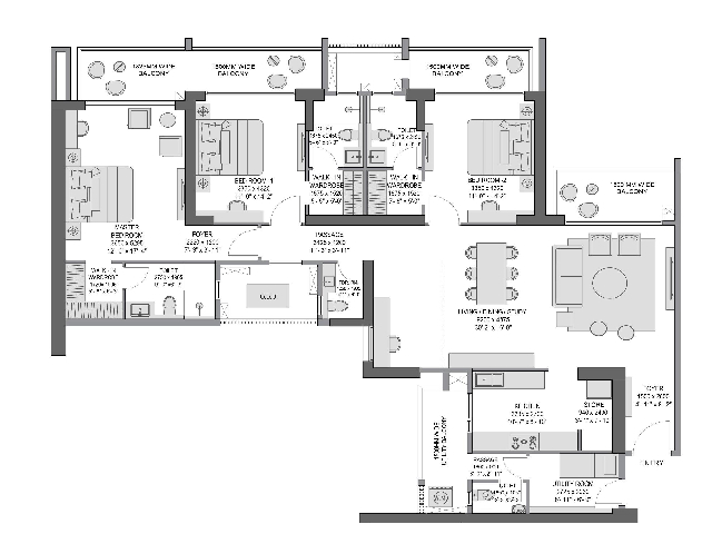 4 BHK Floor Plan
